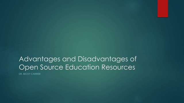 Advantages and disadvantages of open source education resources