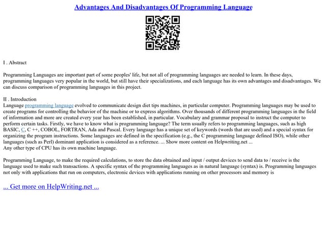 Advantages And Disadvantages Of Programming Language | PPT