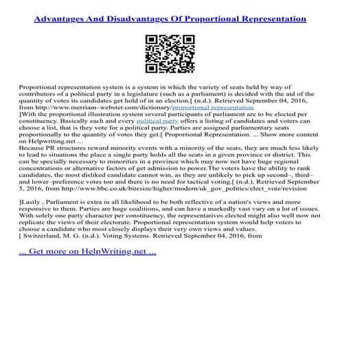 Advantages And Disadvantages Of Proportional Representation | PDF