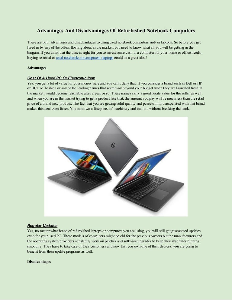 Advantages and disadvantages of refurbished notebook computer