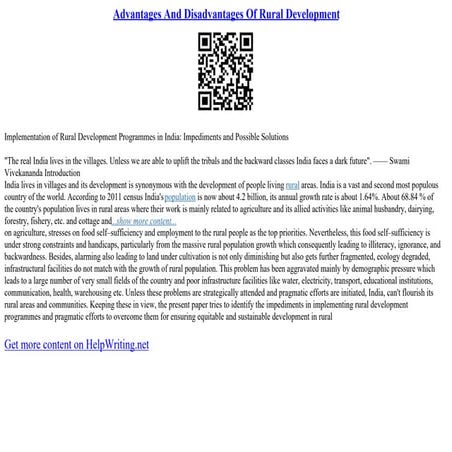 Rural Development Essay