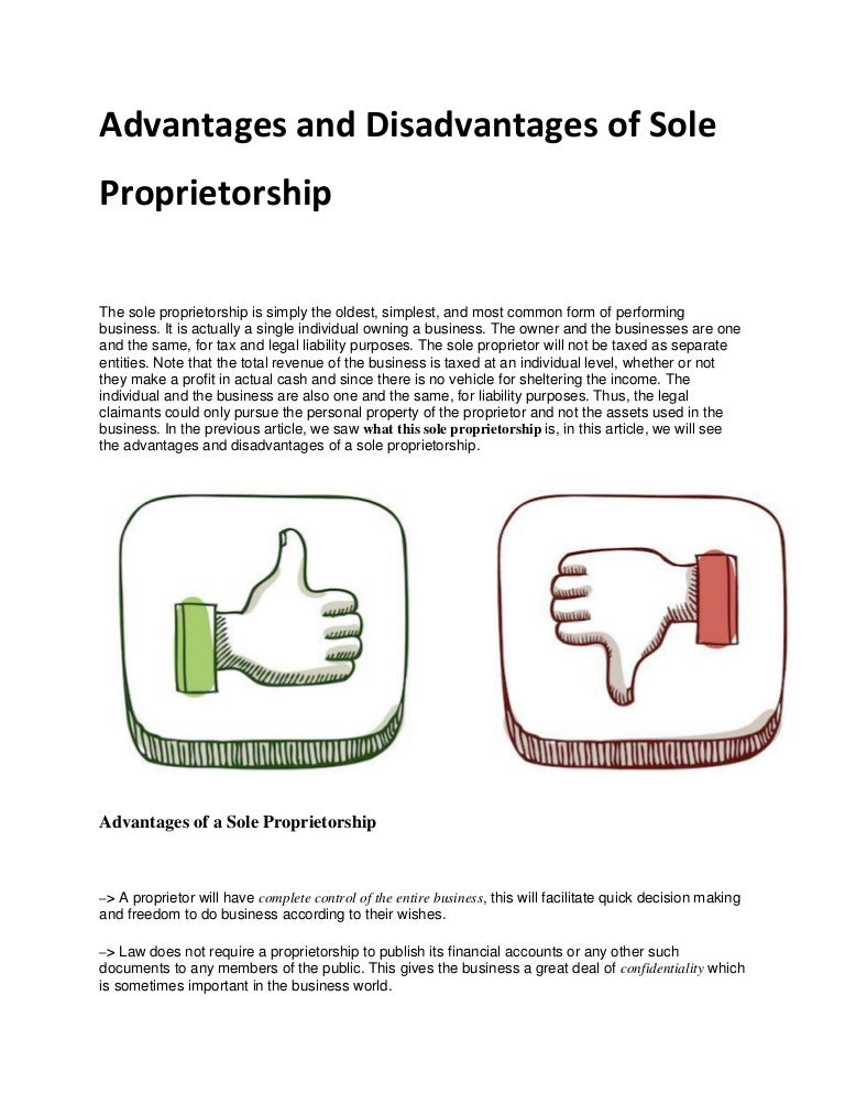 Advantages and Disadvantages of Sole Proprietorship