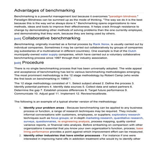 Advantages Of Benchmarking