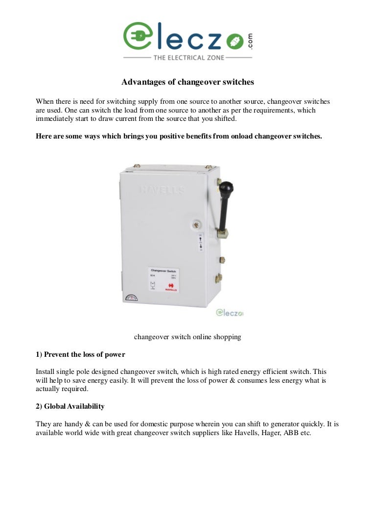 Advantages Of Changeover Switches