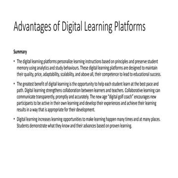 Advantages of digital learning platforms