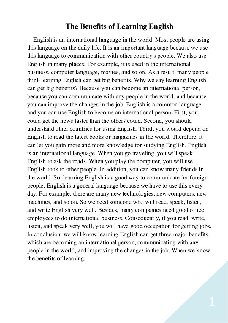 Essay about learning english language