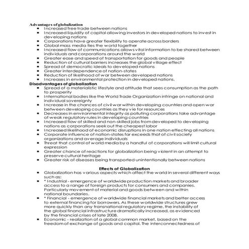 Advantages of globalization