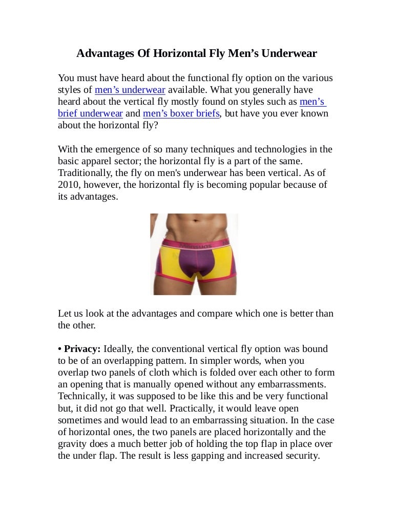 Advantages Of Horizontal Fly Men’s Underwear