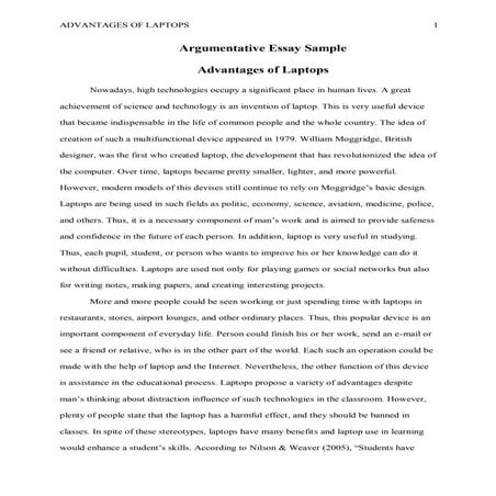 Advantages of laptops argumentative essay sample