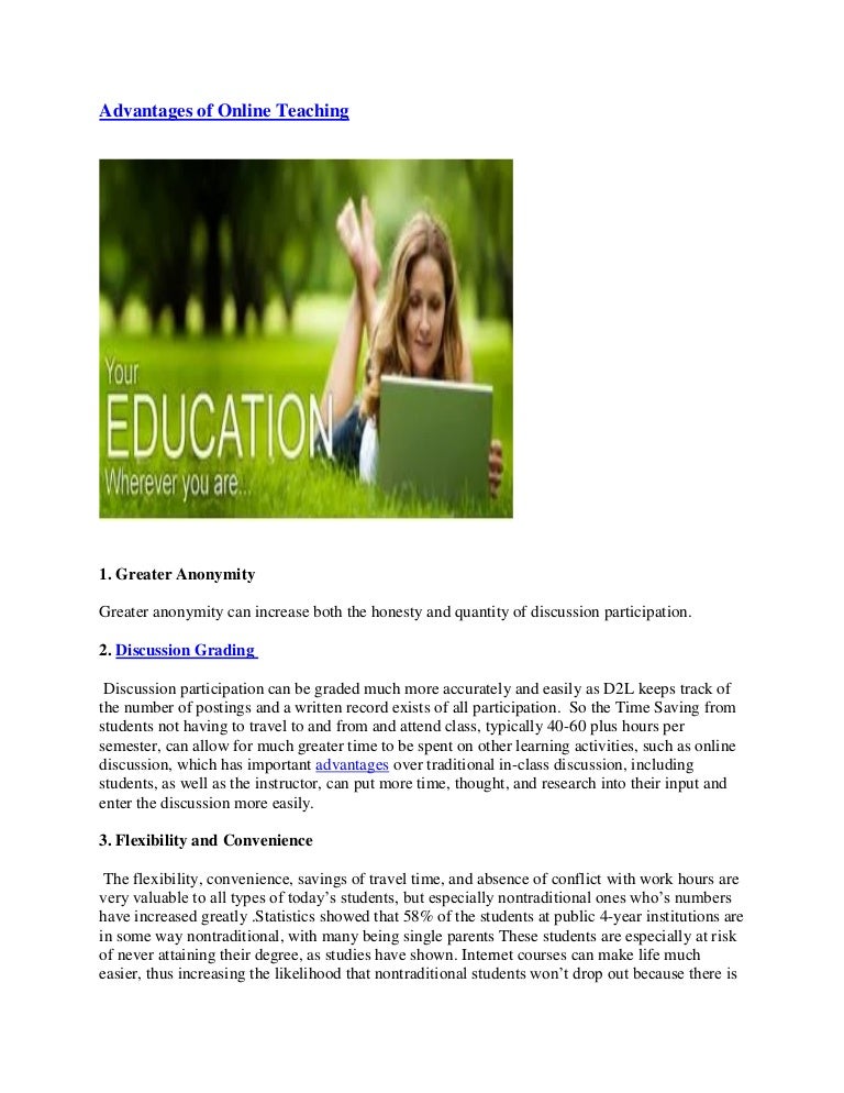 Advantages of online teaching