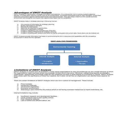 Advantages of swot analysis