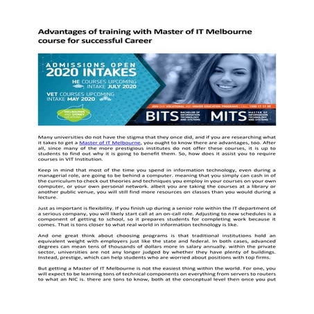 Master of IT Melbourne