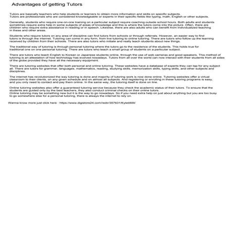 Advantages of tutors