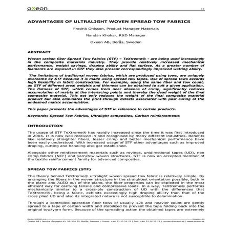 Advantages of ultra light woven spread tow fabrics