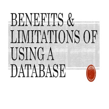 Advantages of using a database | PPT