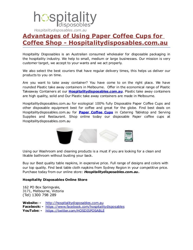 Advantages of Using Paper Coffee Cups for Coffee Shop Hospitalitydi…