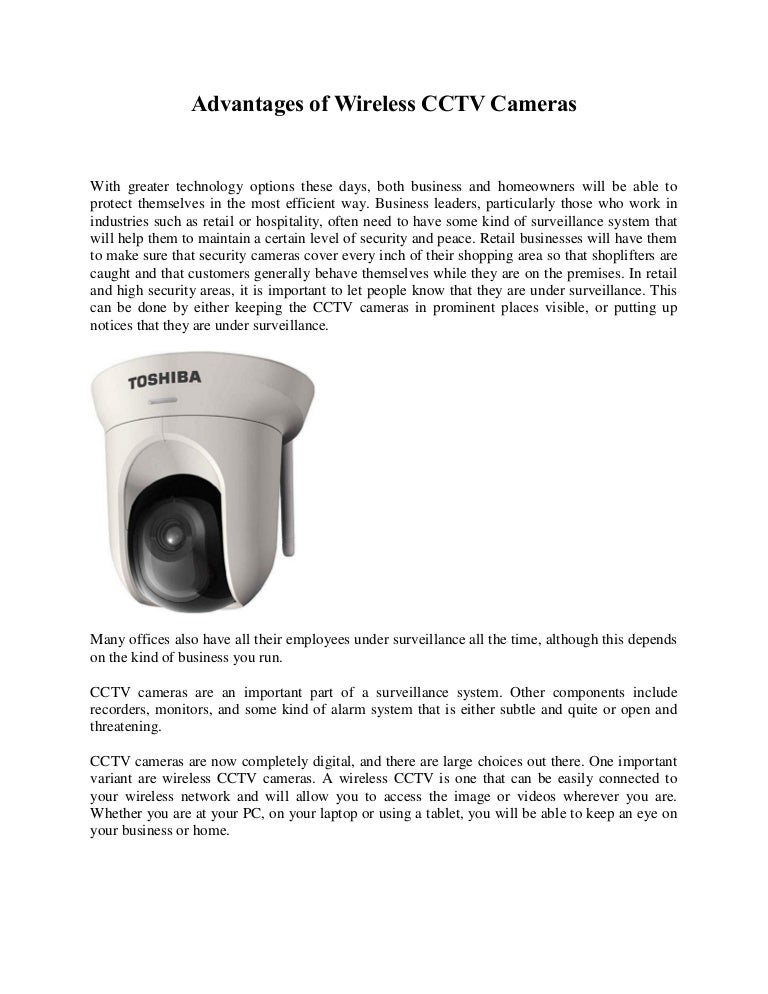 Advantages of wireless cctv cameras