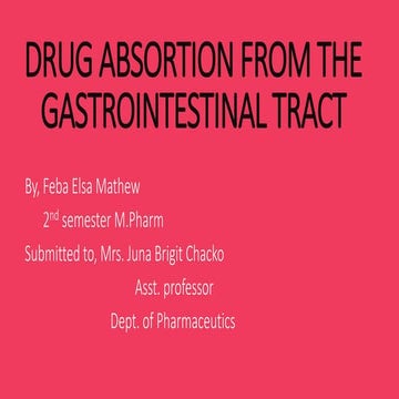 Drug Absorption from the Gastrointestinal Tract