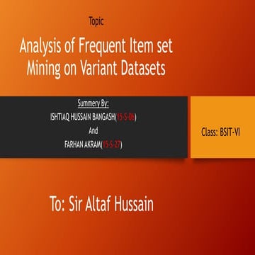 Frequent data sets algos