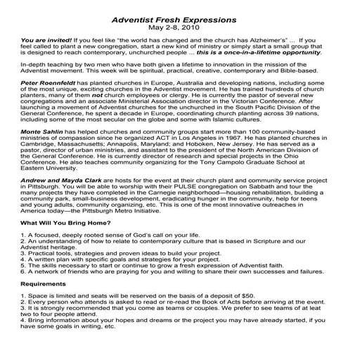 Adventist Fresh Expressions 2010