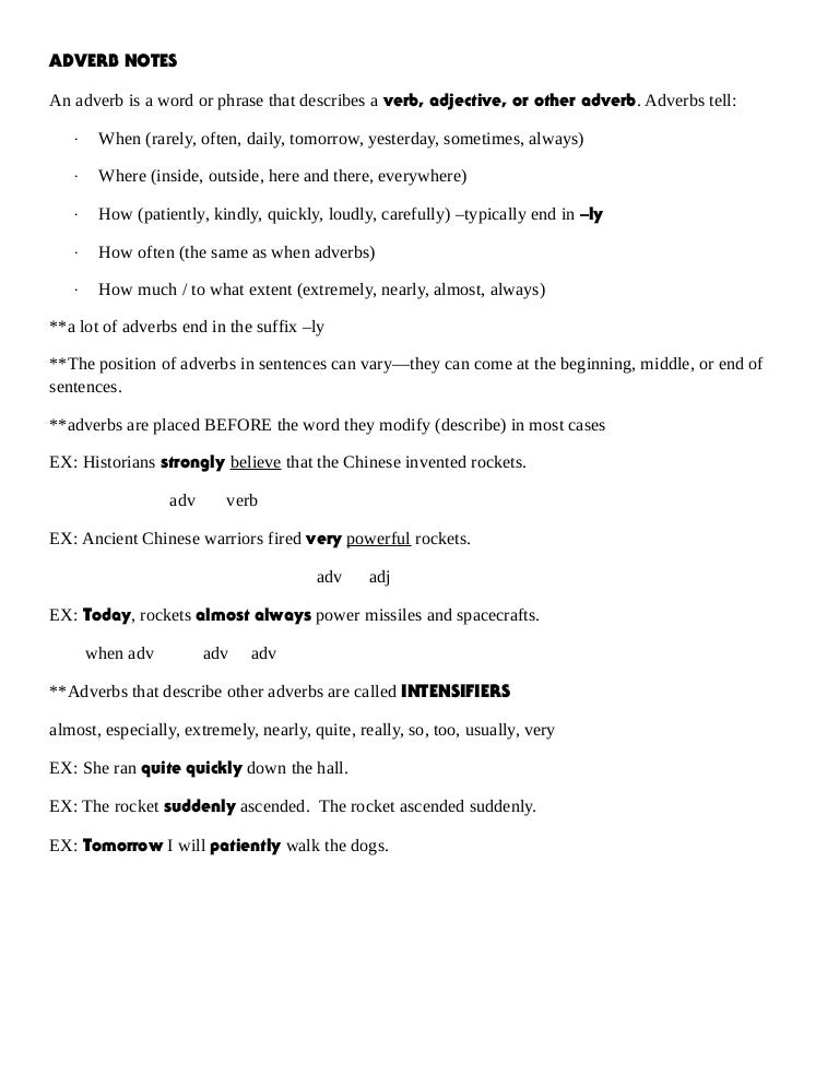 Adverb Notes