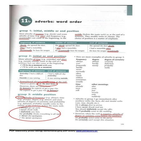Adverbs word order | PDF