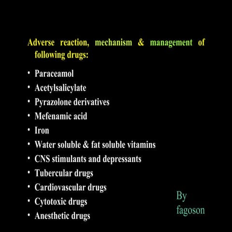 Adverse drug reaction drugs