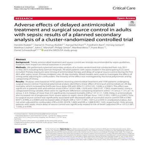 Adverse effects of delayed antimicrobial treatment and surgical source contro...