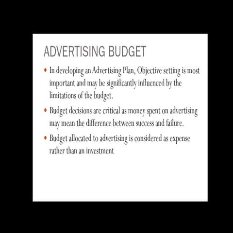 Adversting budget methods