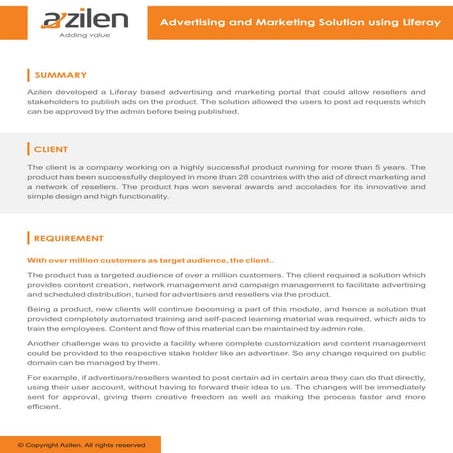 Advertising and Marketing Solution using Liferay