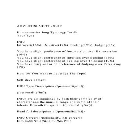 ADVERTISEMENT - SKIPHumanmetrics Jung Typology Test™Your.docx