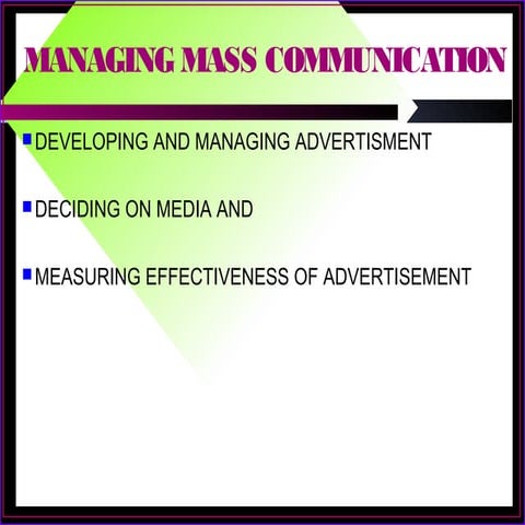 Managing Mass Communication - Advertising