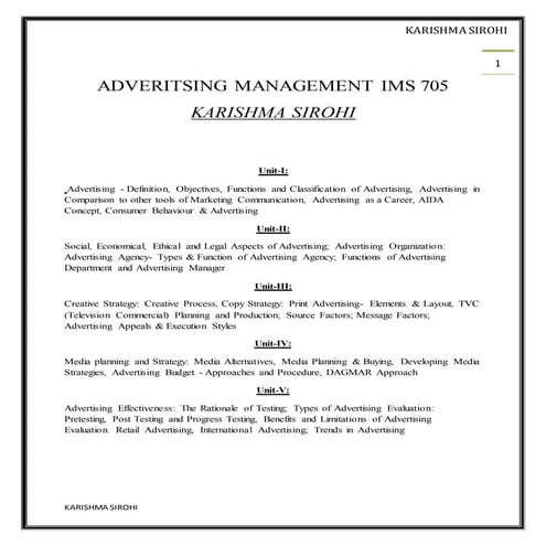 Advertising NOTES MBA | DOCX