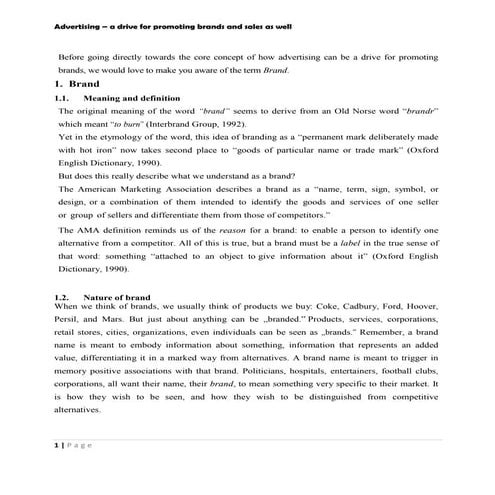 Advertising a drive for promoting brands and sales as well