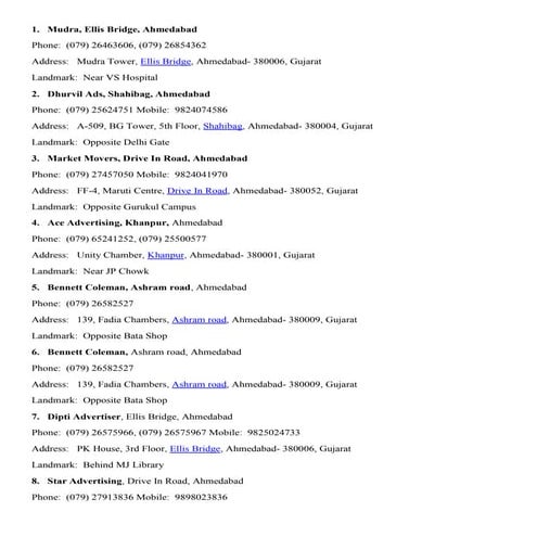 Top 50 Indian Advertising Agencies Contact Details | PDF