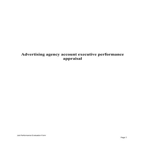 Advertising agency account executive performance appraisal