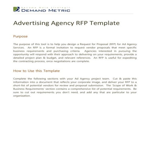Advertising Agency RFP Template 
