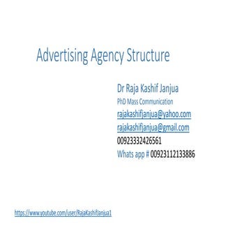 Advertising Agency Structure Dr Raja Kashif Janjua