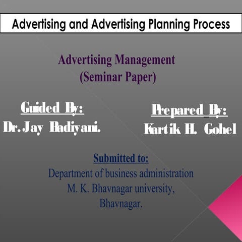 Advertising and advertising planning process