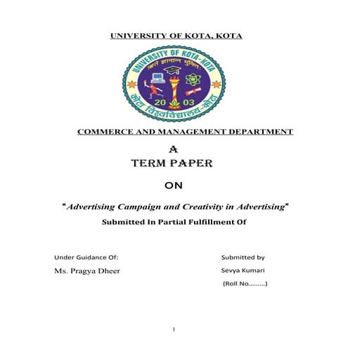 Advertising campaign and creativity in advertising