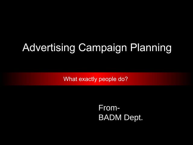 Advertising campaign planning