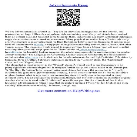 Advertising Essay Introduction
