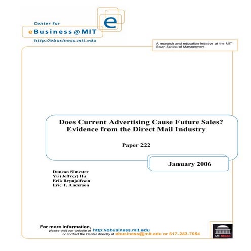 Does Current Advertising Cause Future Sales?