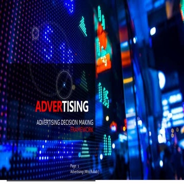 Advertising Decision Making Frame Work