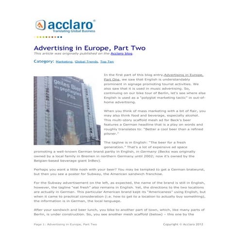 Advertising in Europe Part Two