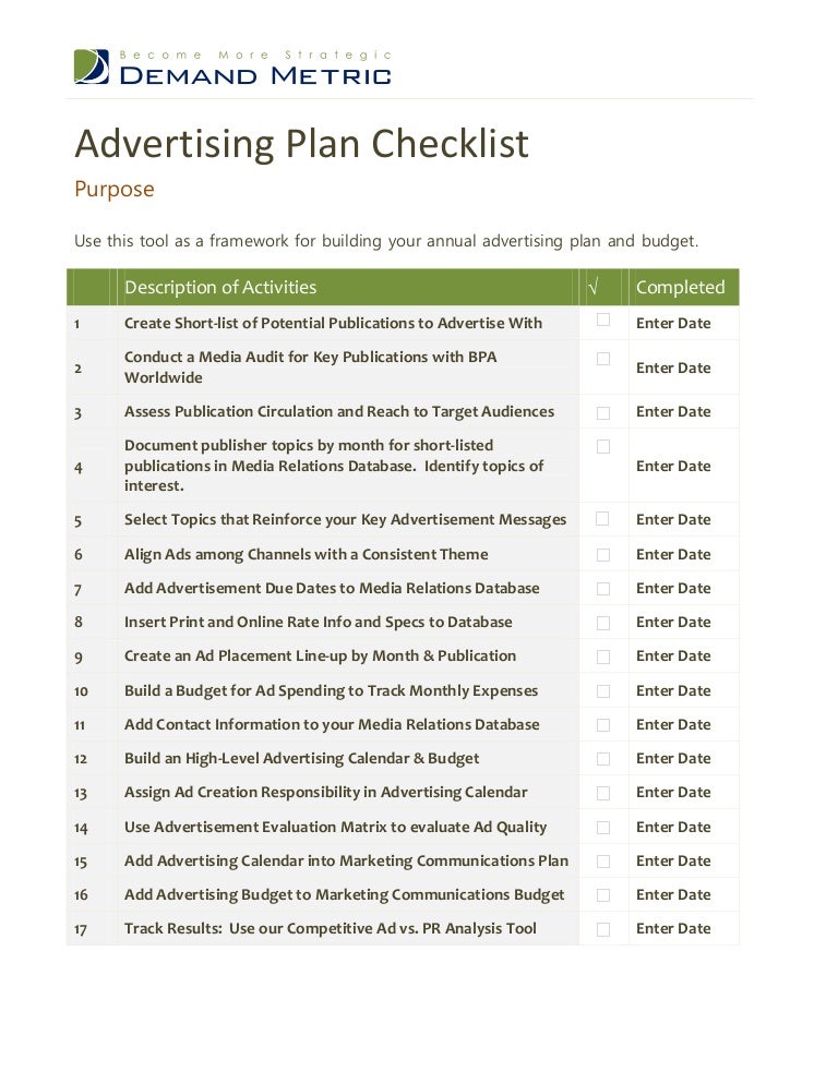 Advertising Checklist