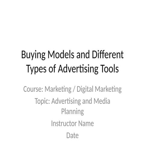 Comprehensive Guide to Buying Models and Advertising Tools in Digital ...