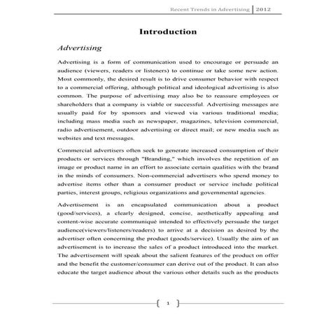 Recent Trends in Adverting