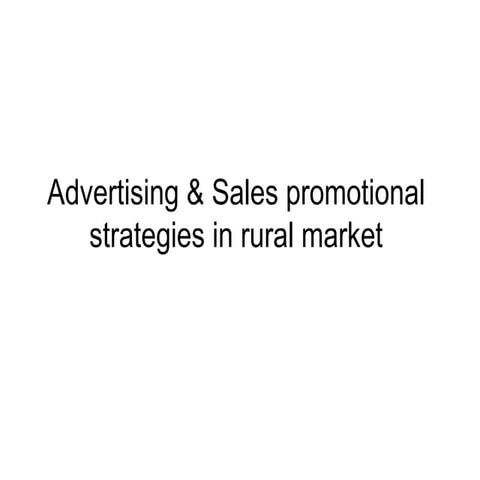 Advertising & Sales Promotional Strategies In Rural Market
