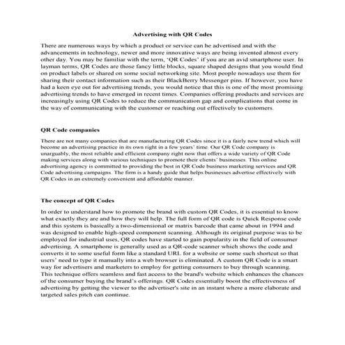 Advertising with qr codes